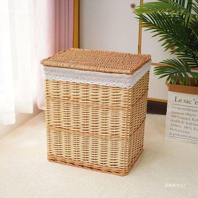 藤编收纳盖筐脏衣物火筐锅店店有日脏衣FSS篓储物箱式柳联严