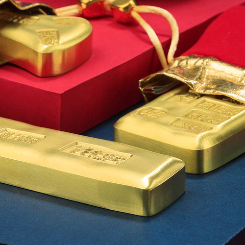 高档黄铜镇尺创意实心金条金砖收藏物摆件书法镇尺镇纸礼品定做