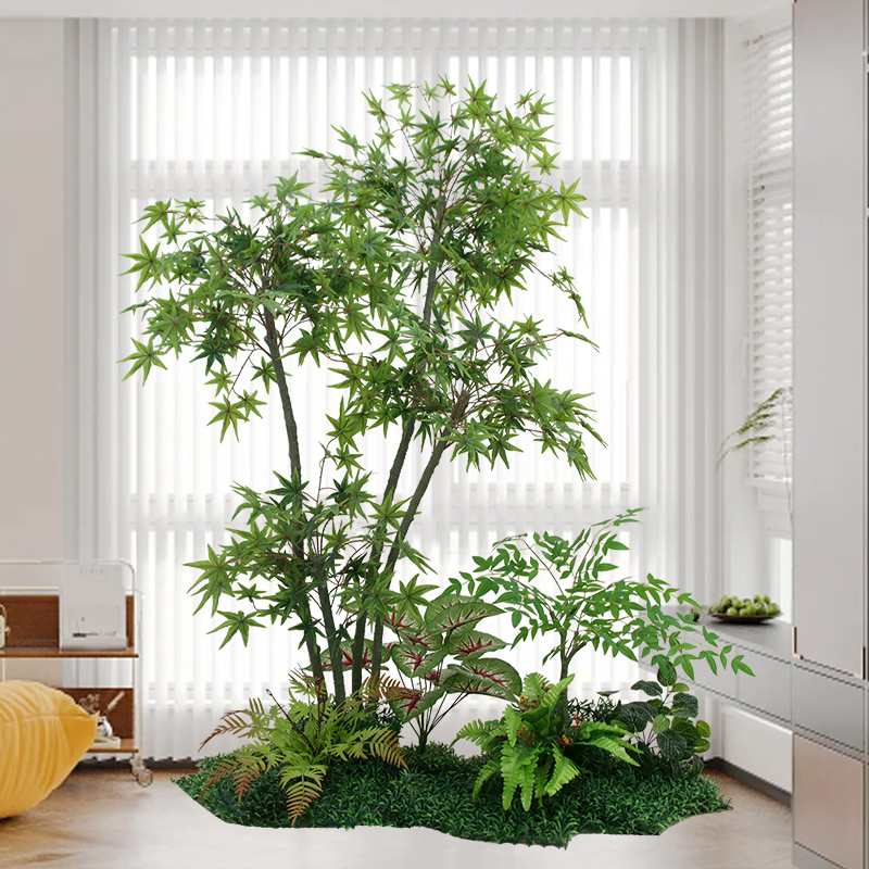 室内楼梯下组合造景仿真绿植盆栽阳台假树景观仿生植物橱窗装饰假