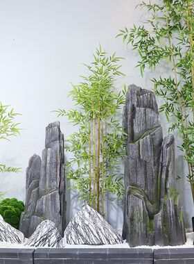 仿真泰山石头斧劈石庭院玻璃钢园林雪浪石假山景观石太湖石摆件
