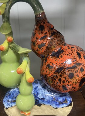 福禄到家陶瓷葫芦摆件客厅玄关酒柜办公桌装饰品开业乔迁新居礼品