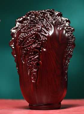 黑檀木雕白菜摆件实木百财客厅玄关家居店铺开业乔迁装饰工艺礼品