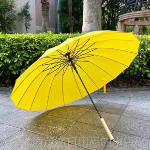 正品 纯黄色05c小1m清新纤维抗风女加大直杆长柄伞定制1log 6骨韩版