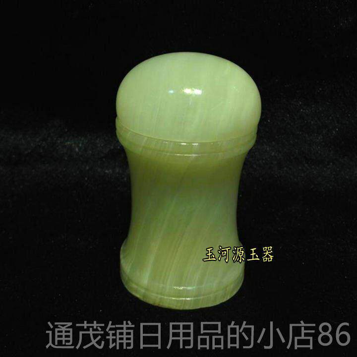 正品迷你牙签盒天然石头阿富汗白玉石雕筒石盖制牙签罐带无缝子摆
