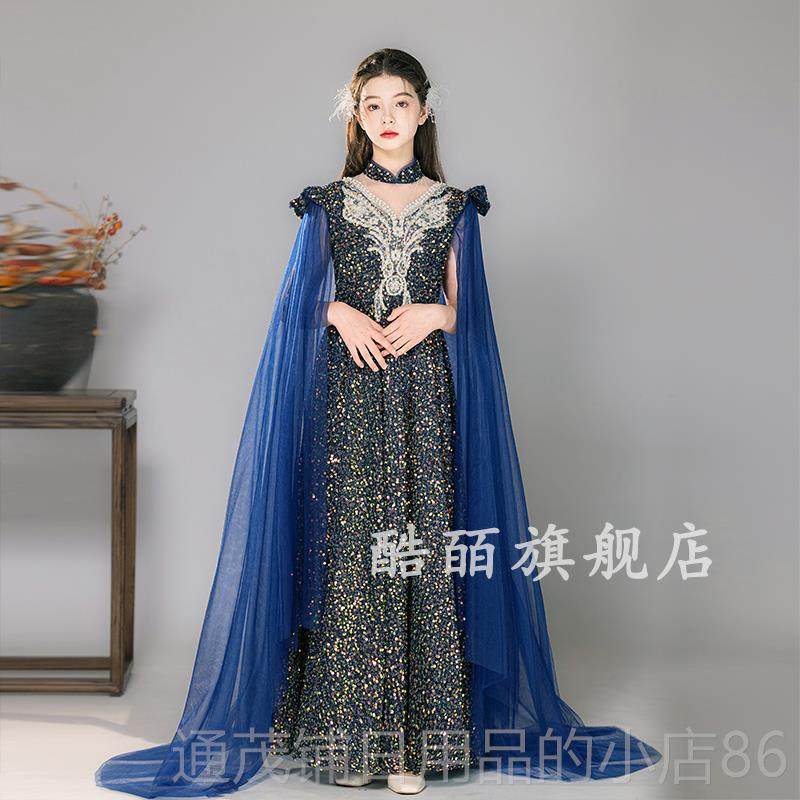 正品端弹红色女礼服儿童公主裙模童高特走秀主持人礼服古筝演出服