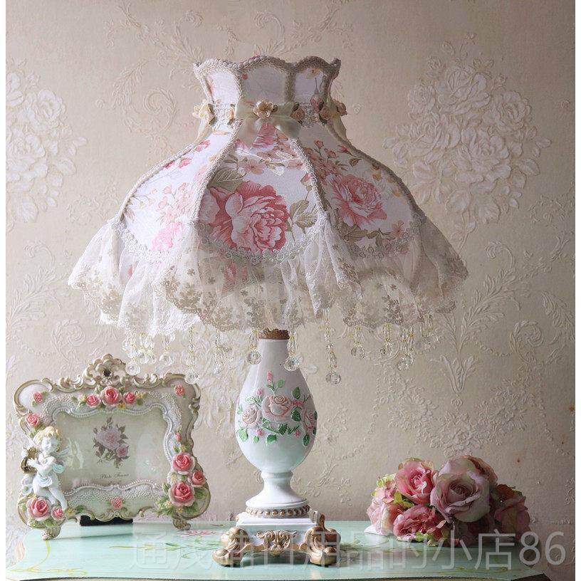 正品韩式式台公主幻蕾丝灯欧简约粉色田园布艺台灯婚庆牀头梦灯