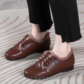 女防滑雪棉鞋 地底豆豆鞋 款 高档加绒真皮毛毛软鞋 冬大码 中老年妈妈