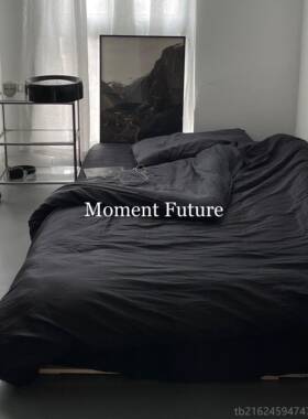 高档Moment 套Future式韩日系60长绒棉黑色简约床品四支件性冷淡
