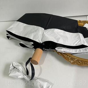 高档sho法雨式赫本风简单朴素n折叠伞is适m合拍照黑胶晴雨S伞男女