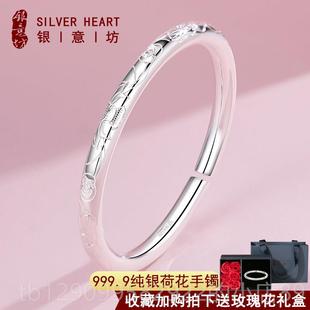 正品 小众平原环民族风大重量银 女子年轻格实银手炼9999银心纯风格