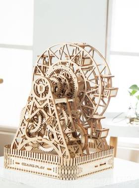 正品质机械拼装空之城乐盒手音工制作组装3D天玩具创意礼物八音木