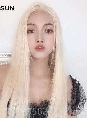 正品前蕾丝万假发cos白色假发女全头套式金欧用中美无痕长发自然