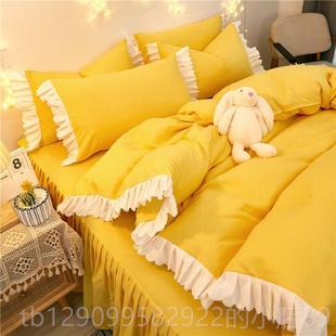 蕾丝被套 正品 裙 床单 少女心厚主床 加网红四件床套纯棉公风格