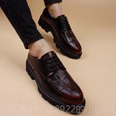厚鞋 正品 底增高商务休真 尖头皮鞋 子复古闲时尚 韩版 皮男潮流内男士