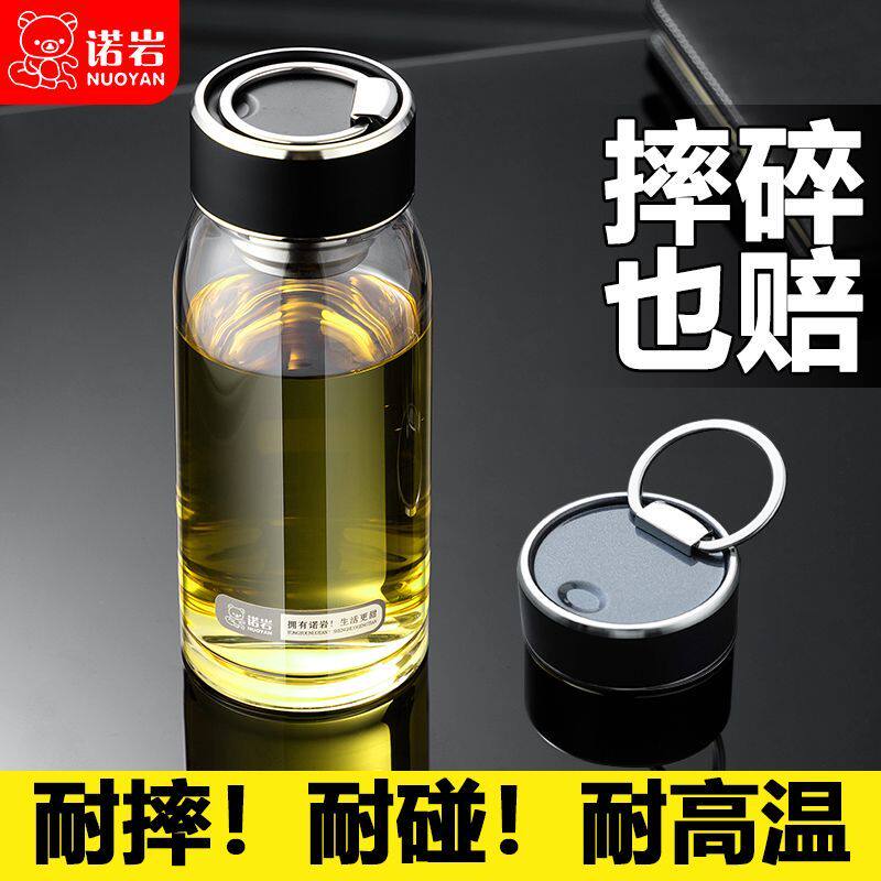 带盖单层玻璃杯加厚大容量便携高温防爆水杯子耐热居家办公泡茶杯