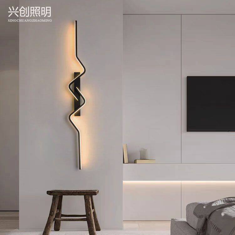 充电款免布线壁灯现代简约长条客厅沙发背景墙格栅卧室智能床头灯