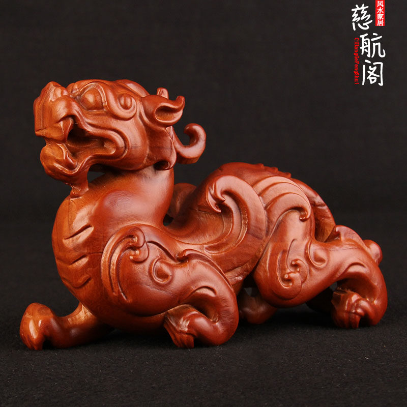 桃木貔貅摆件实木雕刻桃木工艺品