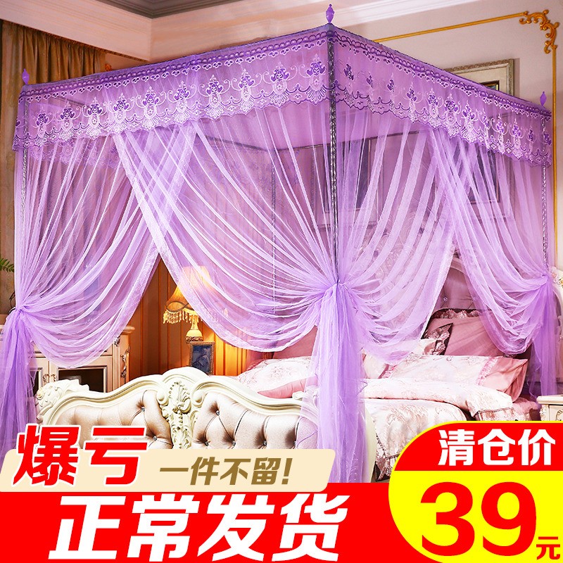 欧式蚊帐家用1.8m床公主风宫廷三开门1.5米加厚加粗支架双人2x2.2