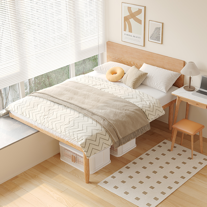 实木床飘窗拼接床白蜡木软包床头小户型省空间窗台延伸衔接床定制