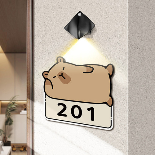 卡通走廊门牌号码牌家用创意入户门口数字标识装饰门贴可爱挂牌