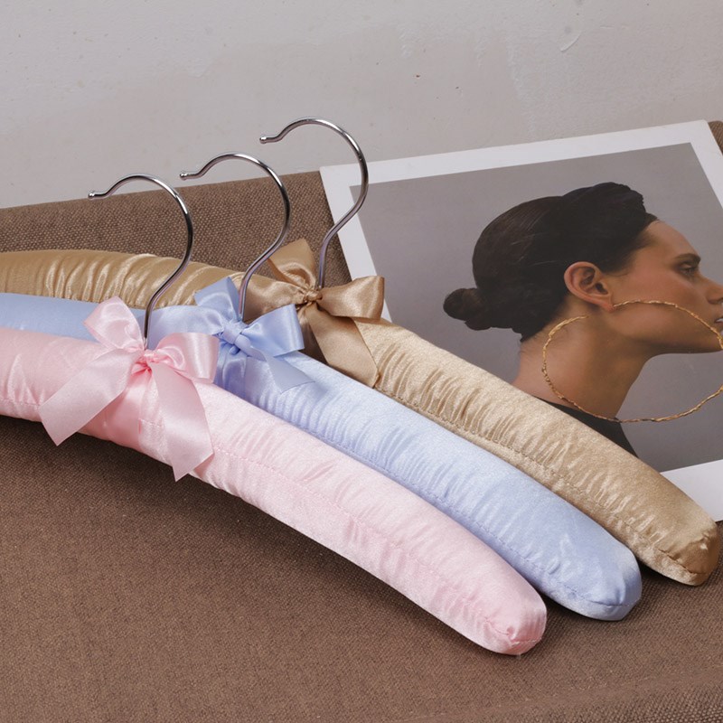 四喜包布衣架丝绸缎布艺衣挂酒店防滑无痕色丁布衣撑海棉衣架子