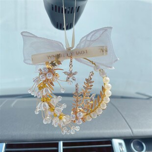铃兰花汽车挂件水晶水钻吊坠车载饰品一鹿平安后视镜挂饰汽车用品