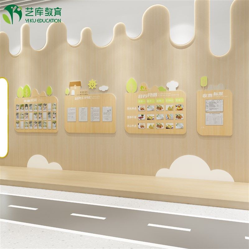 幼儿园教师风采展示墙每周食谱园务公告收费栏家园联系栏环创装饰