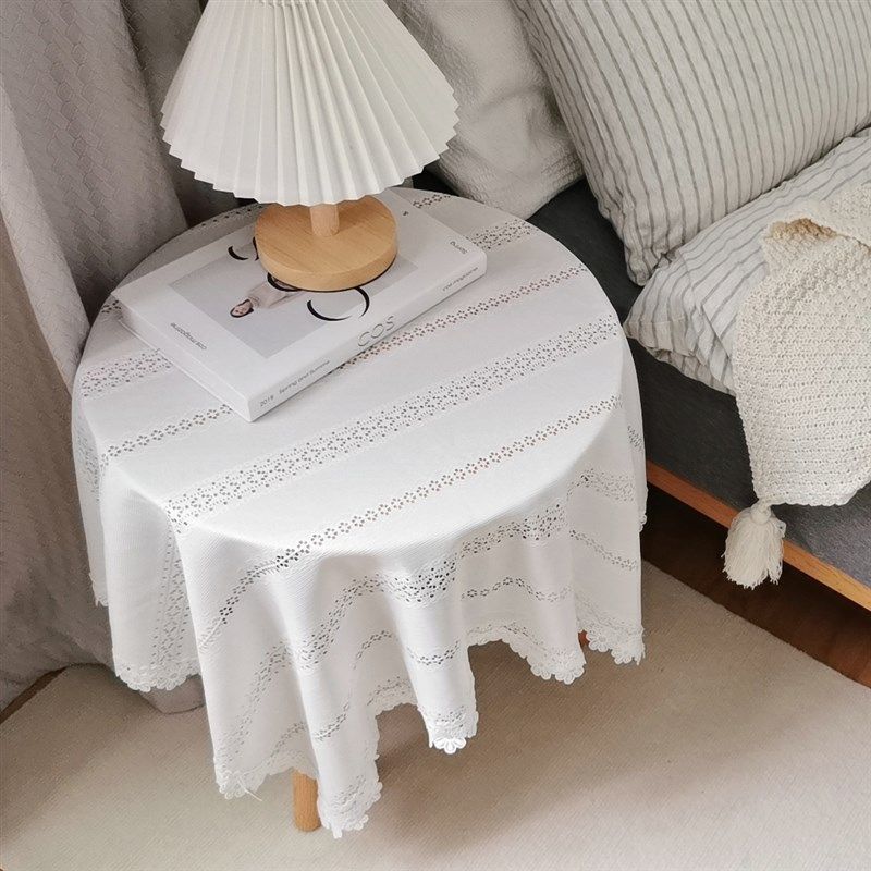 拾光高品质韩式白色蕾丝桌布餐桌布甜品太摄影背景茶几圆桌布盖巾