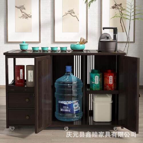 移动茶桌家用小茶台阳竹装木茶车茶具套自动烧FIO水台壶全一体泡