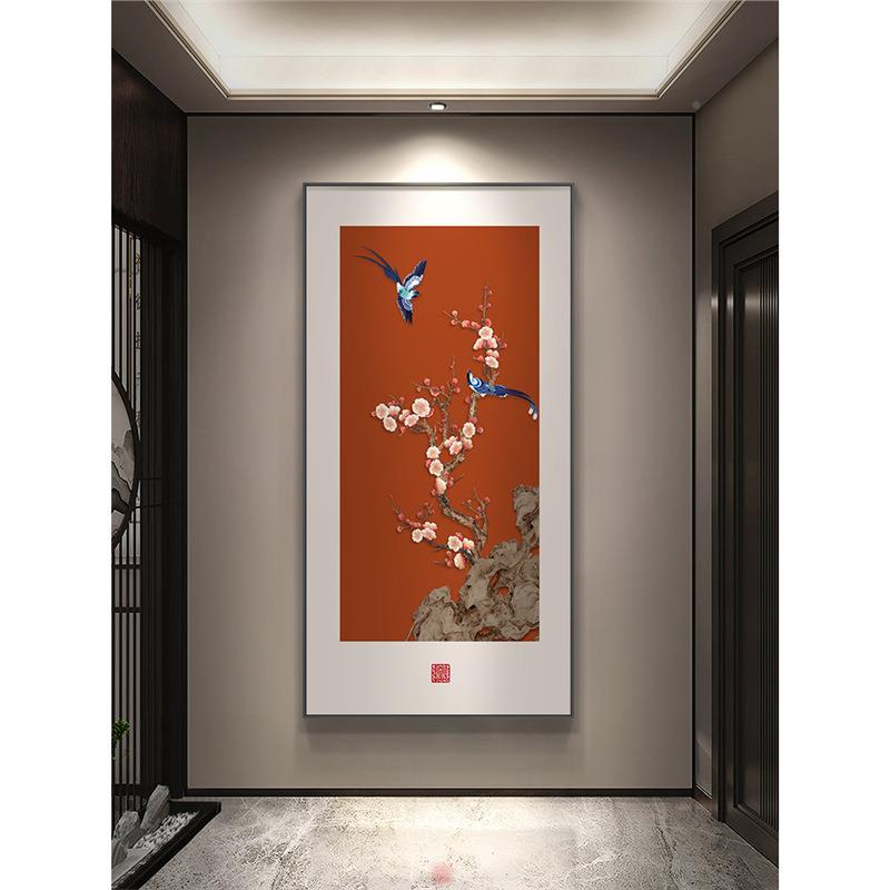 喜气盈门玄关装饰新式入户正中对门挂画色红寓534画意好走廊过道