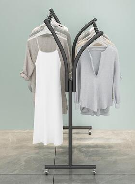 中岛架落红地架简约服装挂44513店架展示架双排架中间货双杠网侧