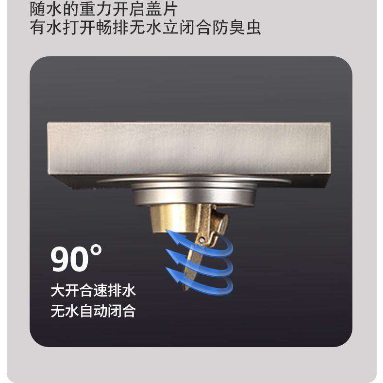 全铜隐形漏可镶嵌瓷砖正方形防臭地漏隐形双用隐卫生间淋地浴房可
