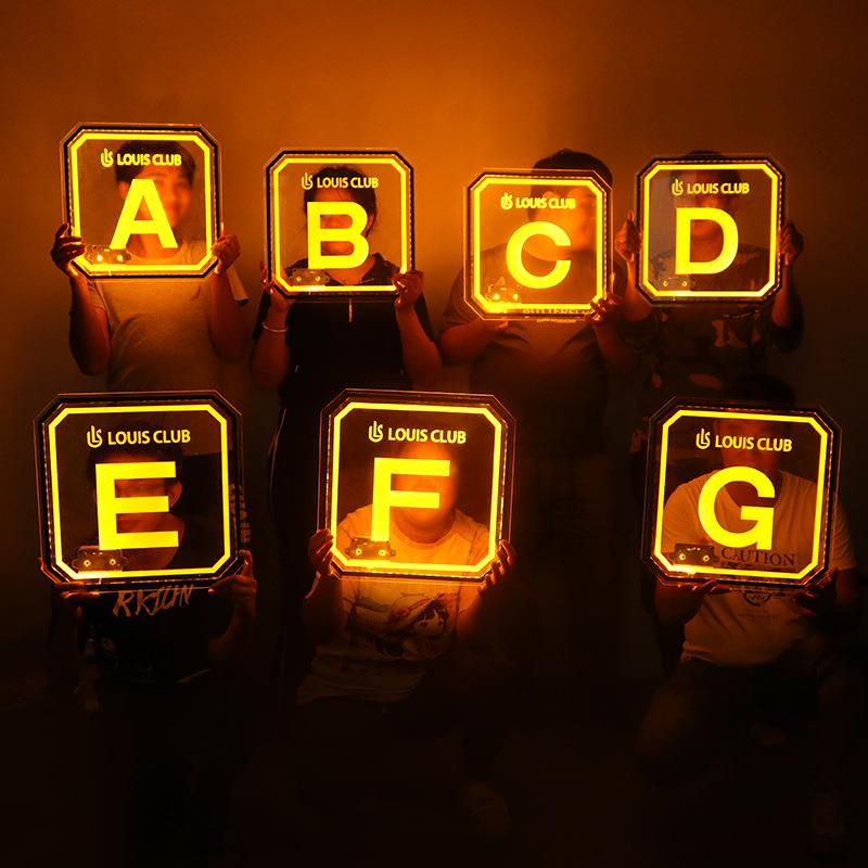 WZ-ZM-JP酒吧装饰灯26个K发光英敬文字母LED块透明TV夜方店酒出酒