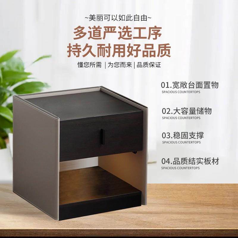 卡其色KOY约代组装小型式卧室现简多功能成人板式床头美柜实木