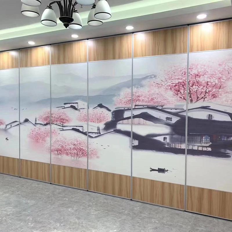 包山水画屏厢隔断制现风代简约折叠山水画饰可移动定会议室隔断推
