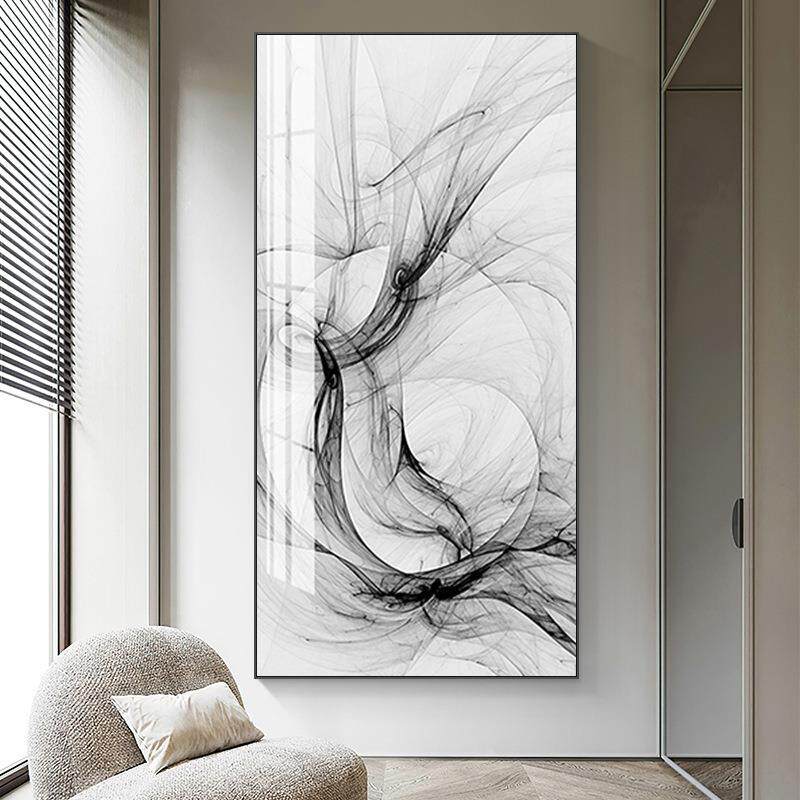 FIT现代几何黑白条卧正室装饰画象极简客厅餐厅挂画抽玄线关过道