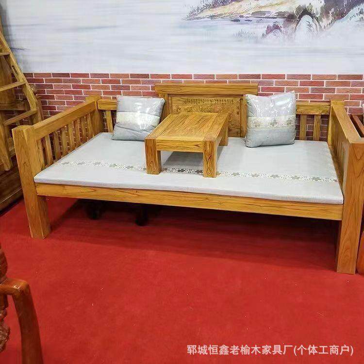老榆木罗汉床实床木榻民俗店家酒用户型沙发简约现代客VMD厅家小