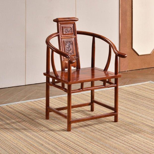 实木椅背子圈椅474中式围椅三件皇宫椅主人椅家用靠餐套椅木榆太