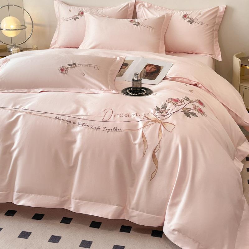 纯棉刺绣10长绒棉四件42套婴全0棉四件套母级轻奢婚庆纯棉支四件