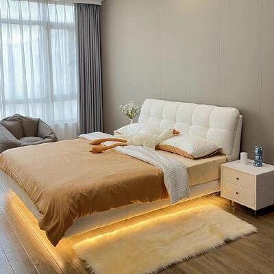 奶油风悬浮床云朵泡HYH芙床tufty主卧科艺布床现代技简约双人主公