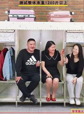 不锈钢简易布管衣柜OCJ螺丝装组钢加粗加固家用宿结实衣橱舍挂衣