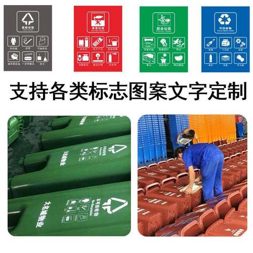 分类332户形外垃圾桶盖厨房大号大容量带商厨余方环卫塑料桶垃用