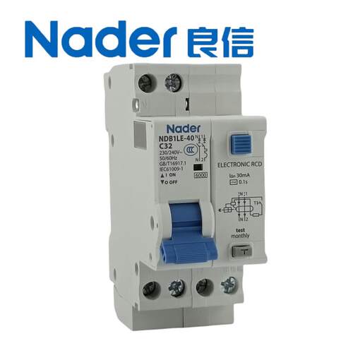 Nader良信NDB1LE上-40系列漏电开关30海m断A路器空气开关1KVVP+N