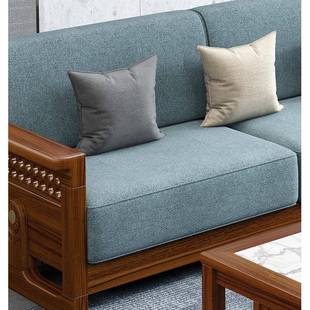 现代新中式 乌金高档客厅沙发夏茶几木组冬两用贵妃转合角MNF实木