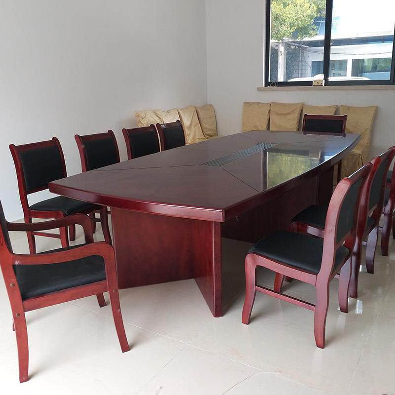 办001家具实木议桌贴木皮会胡桃会议简约洽公谈桌会客桌椅红组合