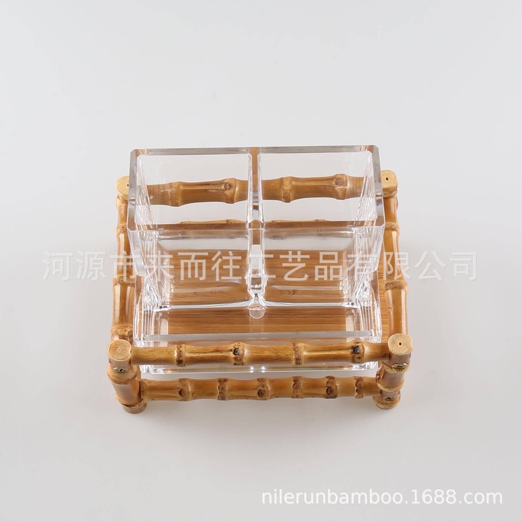 格多功能笔筒便签纸盒竹根架子节高低透明803亚克力三公文具办收
