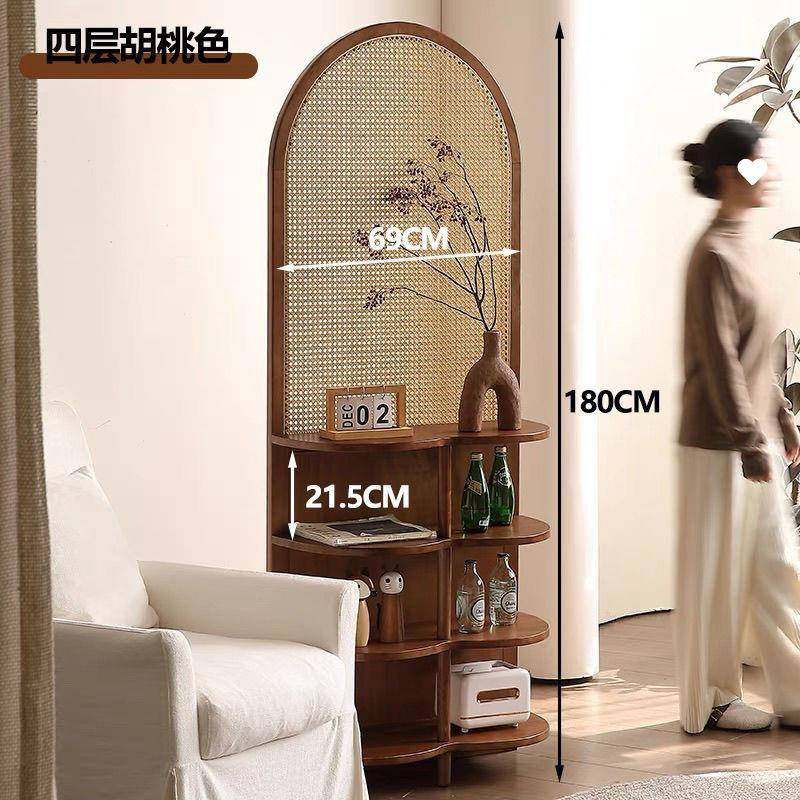 中E1式藤编屏风隔断厅入户玄物关卧移室中古置架可动现代简客约复