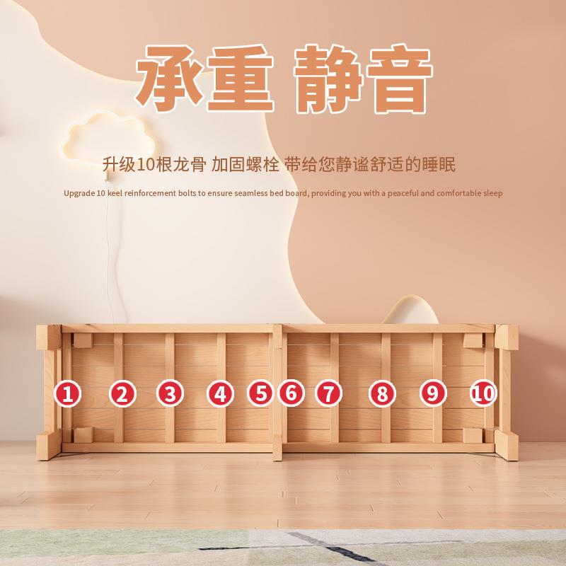 榉木儿童床实可折木叠带护栏床宝宝小床扩人床178加大床边拼接床