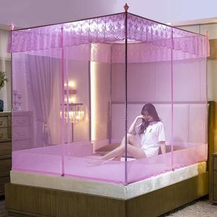 儿童摔蚊帐防家用有底5741架坐三开门T型支拉链方帐蒙古包1.5m床1