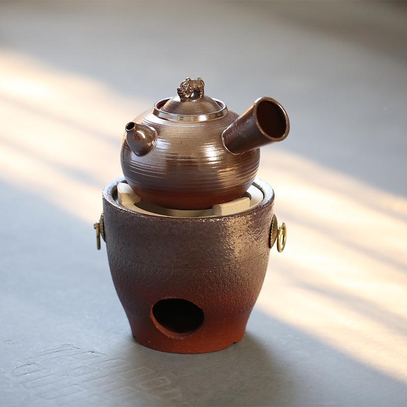 风14壶砂铫茶木壶工陶夫茶炭炉煮茶茶炉碳炉红泥小火炉橄榄炭果炭